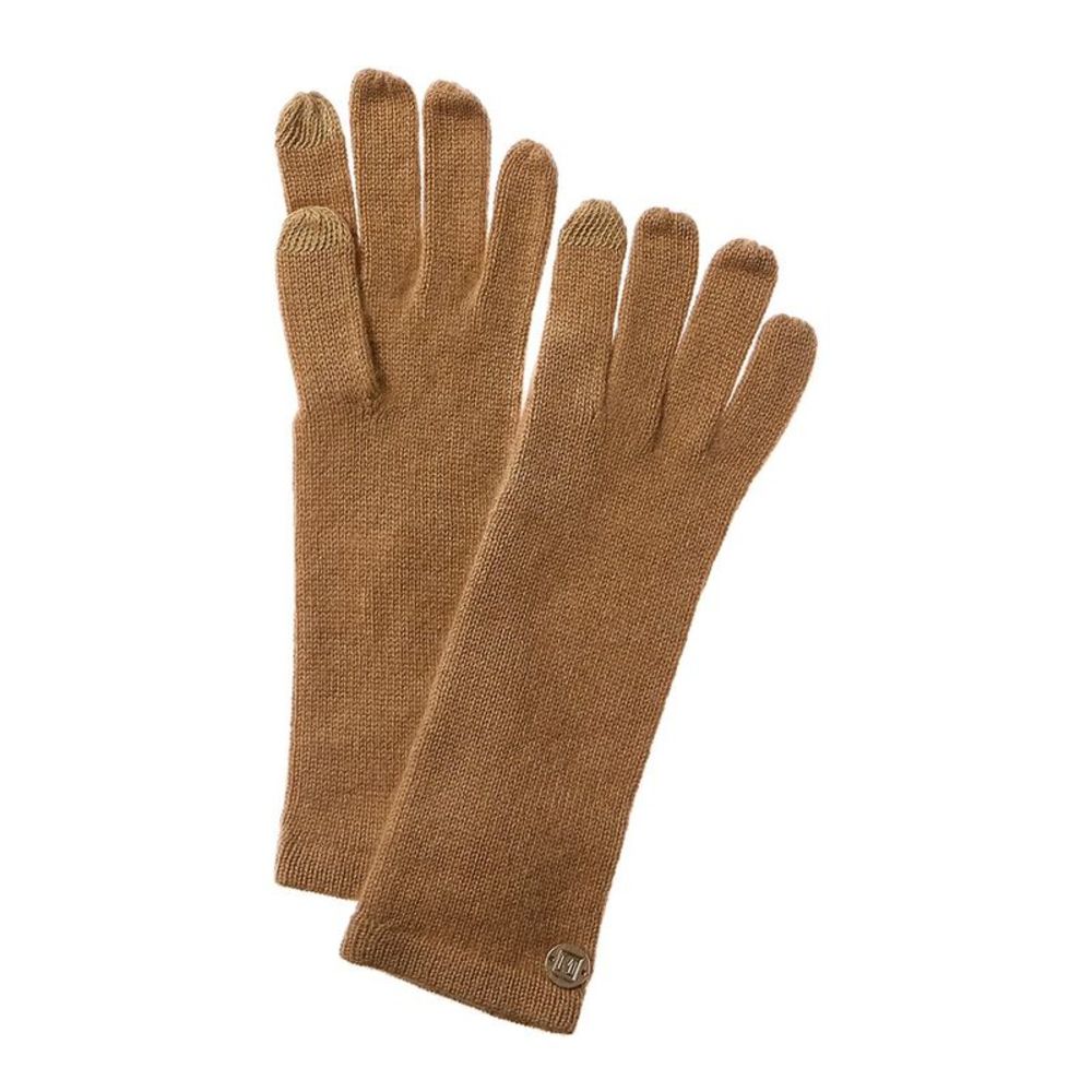Bruno Magli Jersey Knit Cashmere Gloves, Brown